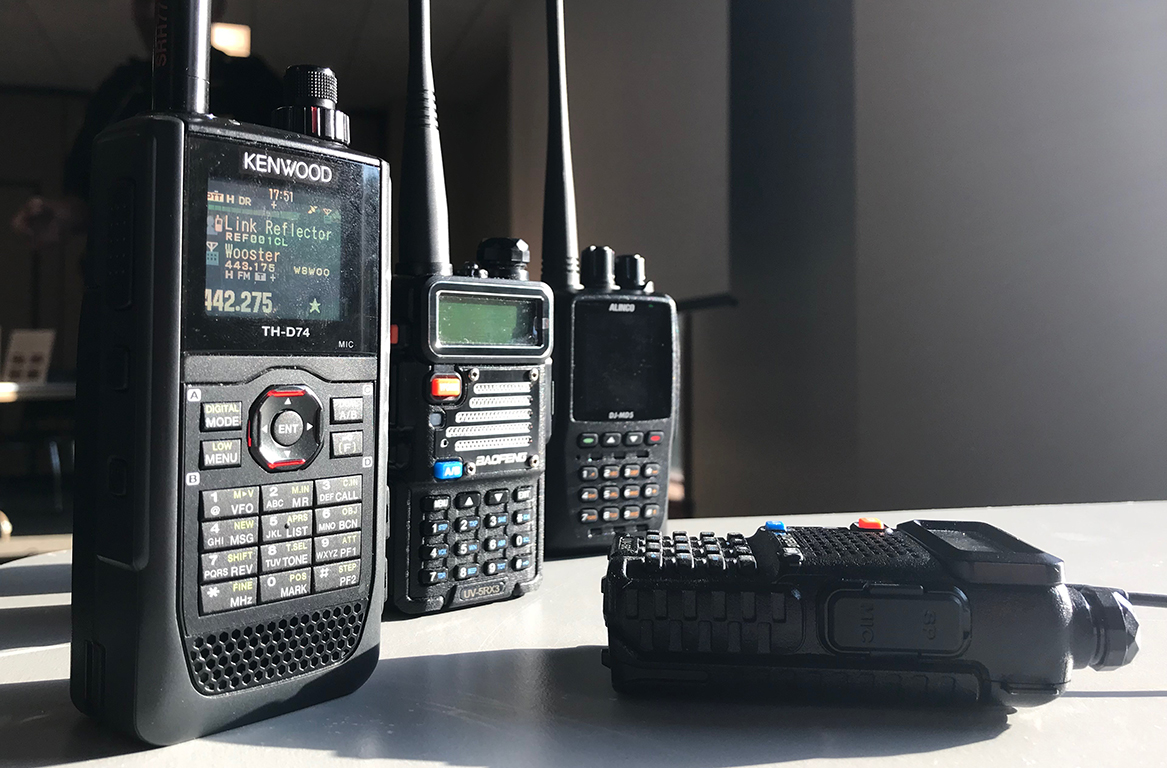 Amateur radios on table
