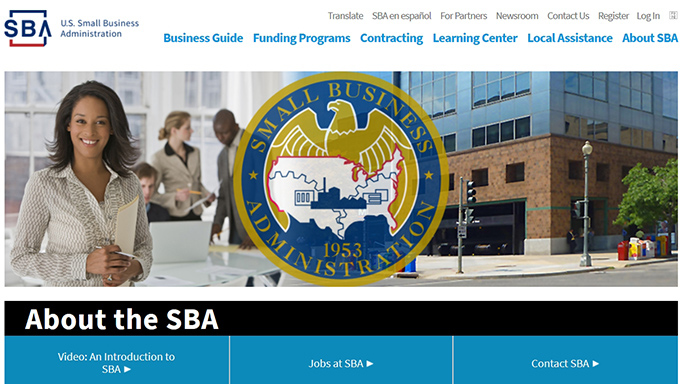 Image of the SBA website