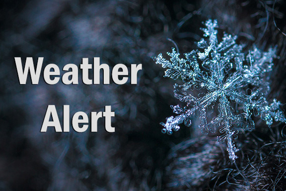 Winter Weather Alert Graphic Containing A Snowflake and the Words WEATHER ALERT