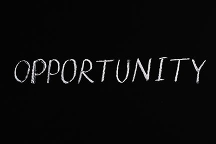The word opportunity written on a chalkboard